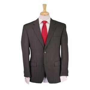 Michael Kors Brown Windowpane 2-Btn Wool Luxury Suit 38S